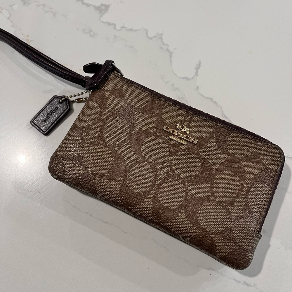 Coach Brown Wristlet
